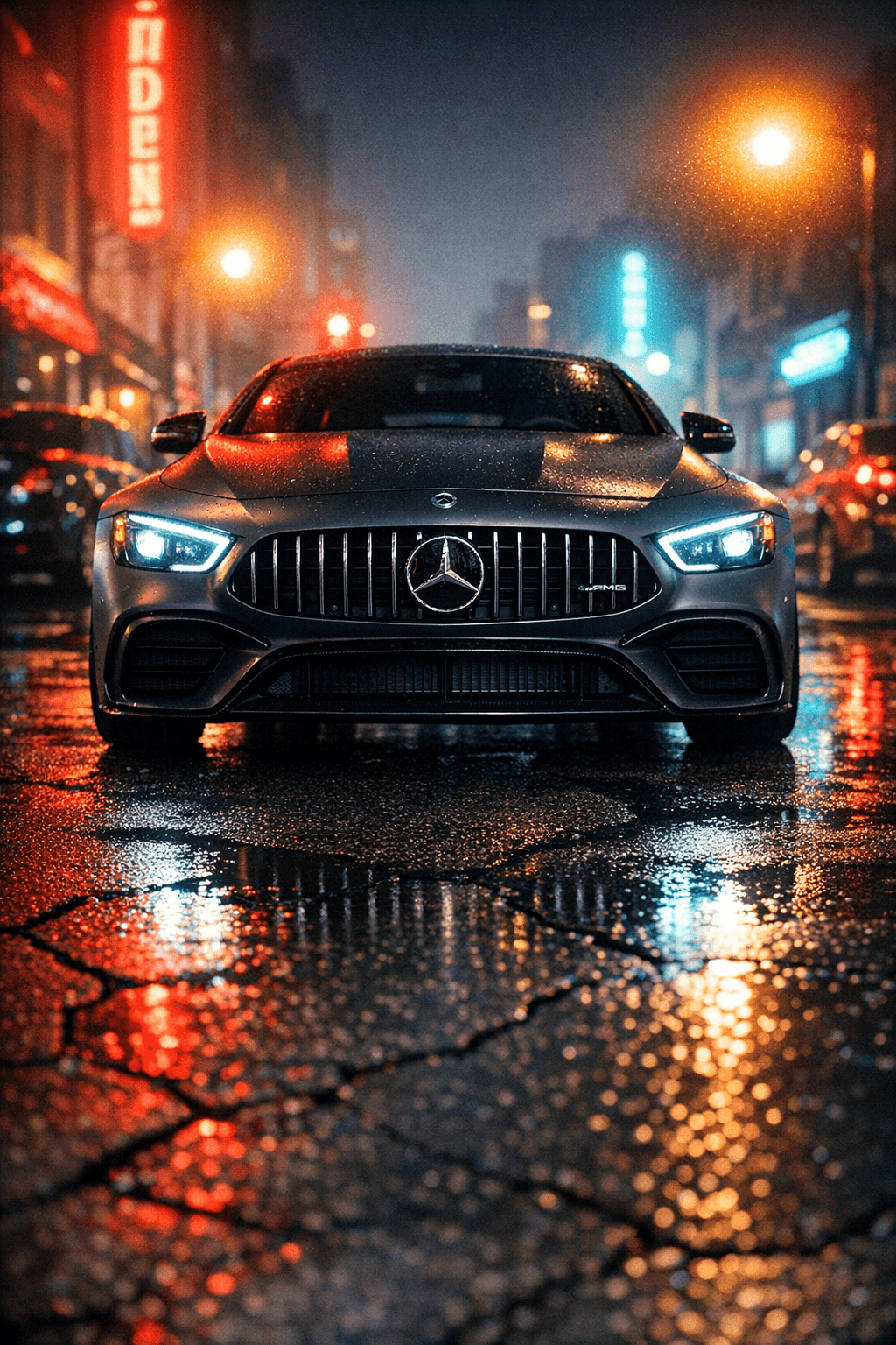 AI generated car photo: AMG Rainy Night